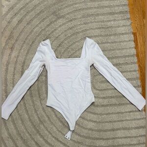 Aritzia Square neck White Long Sleeve Bodysuit